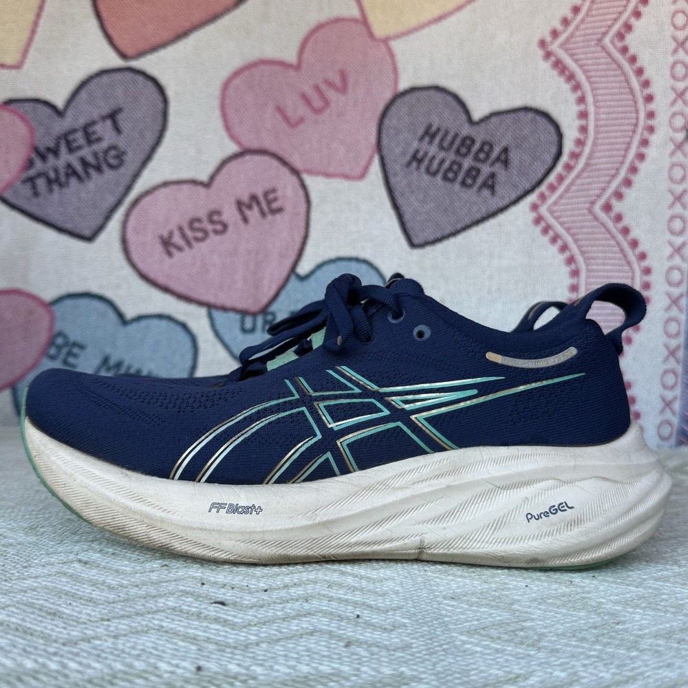 Size 9.5 - Asics Gel-Nimbus 26 Running Shoes Blue Expanse Aurora‎ Green Women's